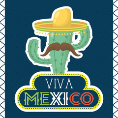viva mexico celebration with cactus and hat