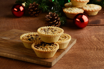  fruit tarts with christmas decorations