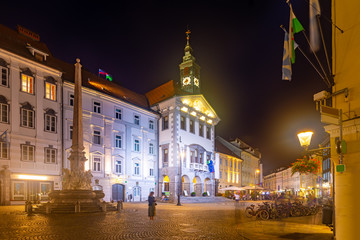 Fototapeta na wymiar Evening view of the streets of Ljubljana. Slovenia