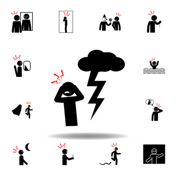 astraphobia, fear icon on white background. Can be used for web, logo, mobile app, UI, UX