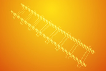Straight rails. Railway wireframe low poly mesh vector illustration