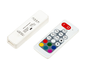 Controller for RGB LED with remote control isolated on white