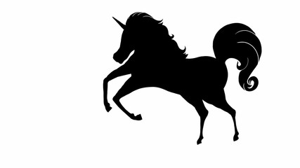 silhouette of a horse unicorn in white background