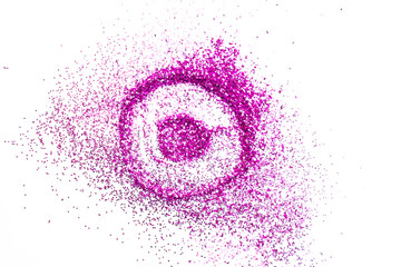 Written on inscription 0 made glitter powder scattered on white background isolated