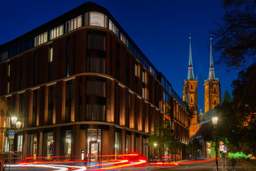 Naklejka premium modern hotel in wroclaw poland cathedral