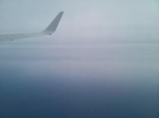 The airplane wing in the sky