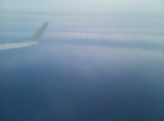 The airplane wing in the sky