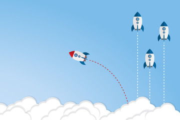 Think differently - Being different, taking risky, move for success in life -The graphic of rocket also represents the concept of courage, enterprise, confidence, belief, fearless, daring,