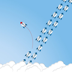 Think differently - Being different, taking risky, move for success in life -The graphic of rocket also represents the concept of courage, enterprise, confidence, belief, fearless, daring,