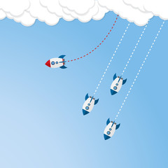 Think differently - Being different, taking risky, move for success in life -The graphic of rocket also represents the concept of courage, enterprise, confidence, belief, fearless, daring,