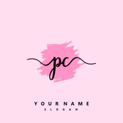 PC Initial handwriting logo vector