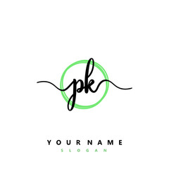 PK Initial handwriting logo vector