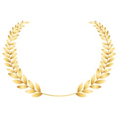 Gold award wreath. Golden branches with leaves. Vintage laurel symbol for champion honor. Highest Crown Award