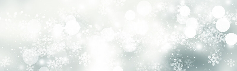 white and gray Christmas light with snowflake bokeh background, Winter backdrop wallpaper.