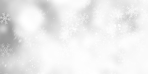 white and gray Christmas light with snowflake bokeh background, Winter backdrop wallpaper.