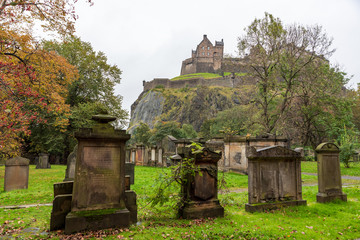 Edinburgh castle and graveyard