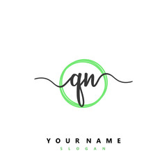 QN Initial handwriting logo vector