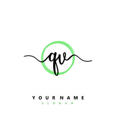 QV Initial handwriting logo vector