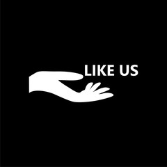 Like us sign isolated on black background