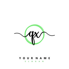 QX Initial handwriting logo vector