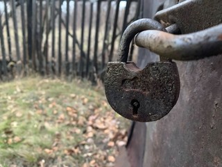 Very old castle. Rusty lock
