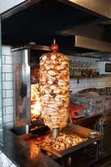 Traditional Turkish Doner Kebab meat. Shawarma or gyros. Turkish, greek or middle eastern arab...