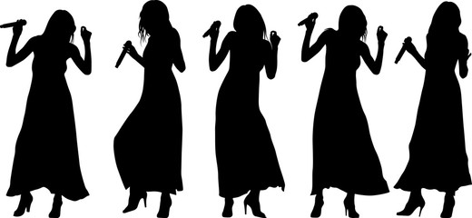 silhouettes of woman with microphone