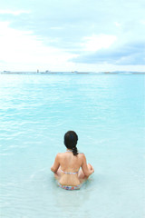 soothing meditation in blue water