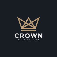 Abstract Luxury Crown Royal King Queen Line Logo Design Template