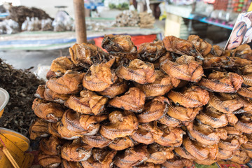 Thailand's natural market where dried frogs and dried fish is sold, the market is in Tao Hai, Phen...
