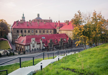 Lviv, Ukraine - October 18, 2019: Fire Station Building, Historical Architecture, Autumn