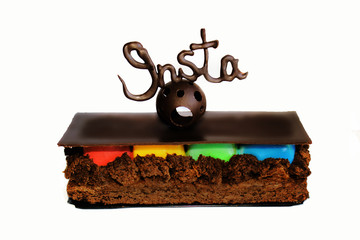 Instagram colorful dessert with chocolate name decoration