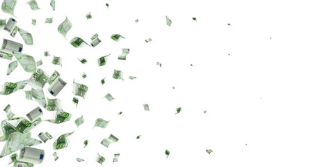 Money falling. Banknote falling isolated textures on white background.