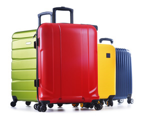 Travel suitcases isolated on white background