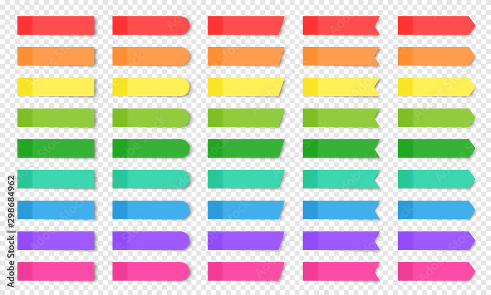 Poster Set of colored realistic sticky notes isolated.