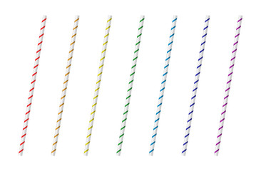 Vector set of realistic colorful drinking straws
