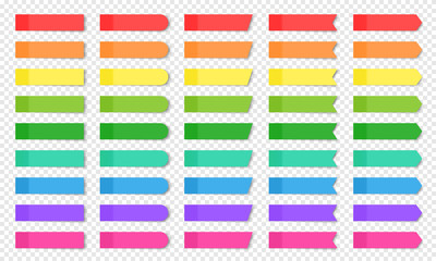 Set of colored realistic sticky notes isolated.