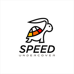 cartoon bunny logo fun modern with turtle shell for print art or design inspiration