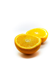 half orange slice isolated on white background
