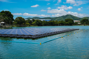 Floating Solar Farm or Solar panels on  the water