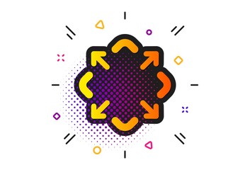 Full screen symbol. Halftone circles pattern. Maximize arrow icon. Maximise Navigation sign. Classic flat maximize icon. Vector