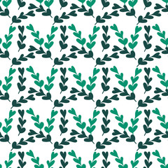 Seamless background of natural branches and herbs, vector hand drawing