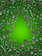 bolts, nuts, nails, screws, tools christmas tree green - 298688932
