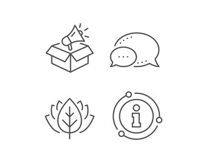 Fototapeta premium Megaphone box line icon. Chat bubble, info sign elements. Advertisement device symbol. Brand ambassador sign. Linear megaphone box outline icon. Information bubble. Vector