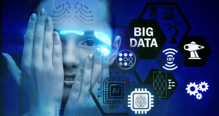 Big data modern computing concept with woman