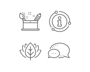 Creativity concept line icon. Chat bubble, info sign elements. Graphic designer sign. Brush and pencil symbol. Linear creativity concept outline icon. Information bubble. Vector