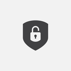 Shield, guard, lock icon vector, shield with padlock linear logo illustration, Shield Line Icon in trendy style, Shield lock icon vector, Safe and protect logo design icon