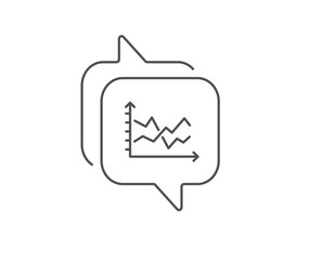 Diagram chart line icon. Chat bubble design. Presentation graph sign. Market analytics symbol. Outline concept. Thin line diagram chart icon. Vector