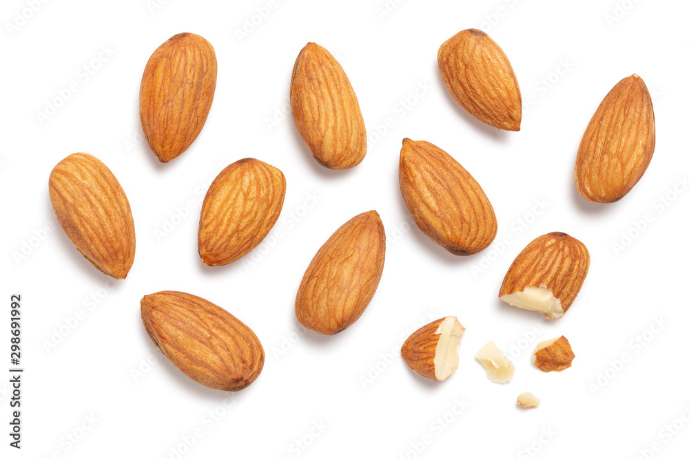 Wall mural almonds isolated on white background - Wall murals