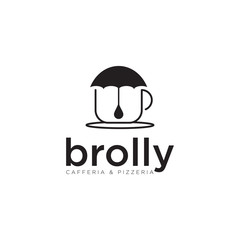 Obraz premium logo browlly, with umbrella and cup vector